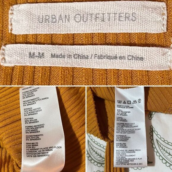 Urban Outfitters Mustard Gold Yellow Wrap Ribbed Romper Textured Side Tie M - Picture 11 of 13